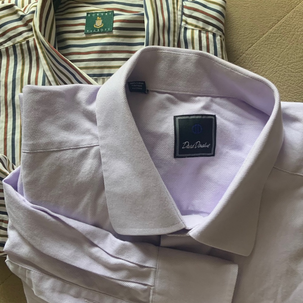 Lot-2 Mens 18 34/35 Dress Shirts XXL Wrinkle David Donahue & Robert Talbott